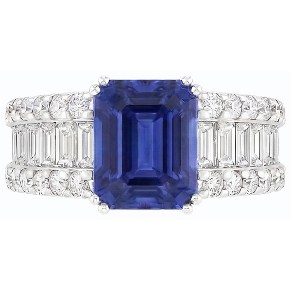 natural emerald sapphire 3ct ring front view