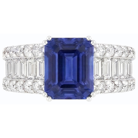 natural emerald sapphire 3ct ring front view