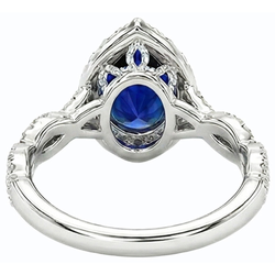 Natural Earth Mined Diamond ( Not Lab Grown ) Wedding Halo Ring Pear Shaped Sri Lankan Sapphire 4 Carats