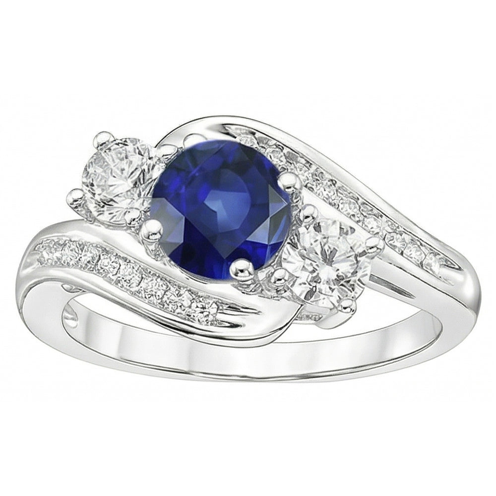 Natural Earth Mined Diamond ( Not Lab Grown ) Wedding Jewelry 2 Carat Round Ceylon Sapphire Ring