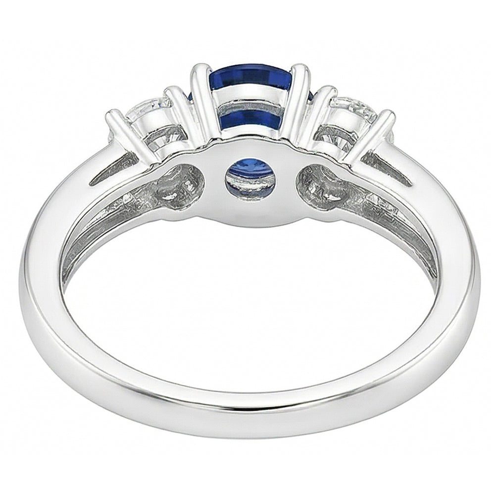 Natural Earth Mined Diamond ( Not Lab Grown ) Wedding Jewelry 2 Carat Round Ceylon Sapphire Ring