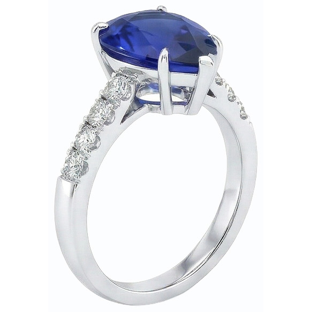 natural round sapphire 5ct ring profile view