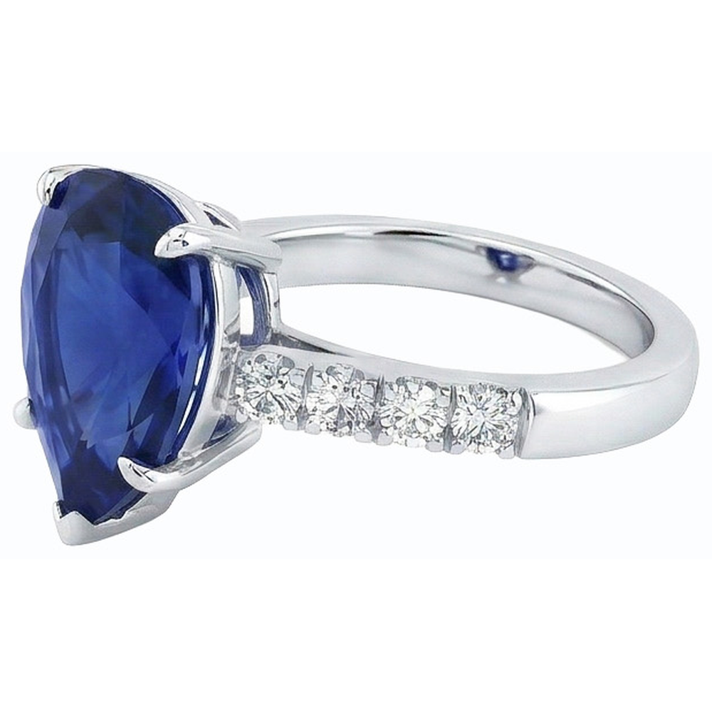natural round sapphire 5ct ring on white background