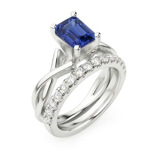 natural emerald sapphire 2.50ct ring front view