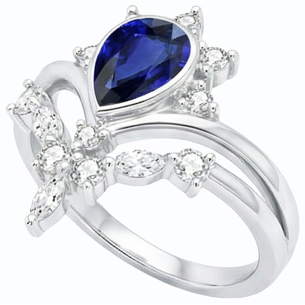 natural round sapphire 3ct ring close up detail