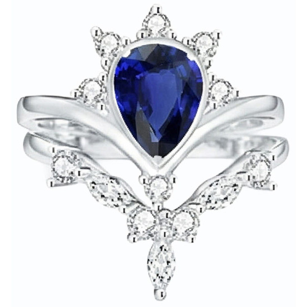 natural round sapphire 3ct ring top view