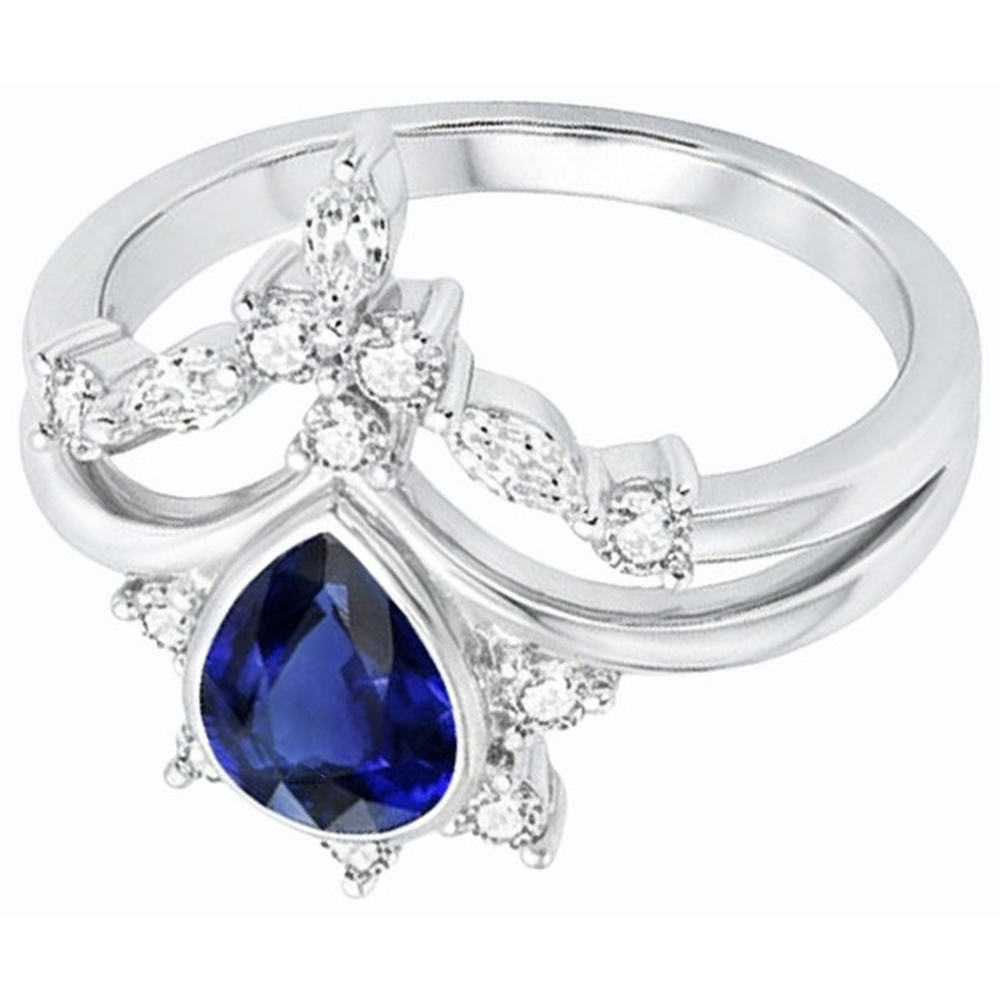 natural round sapphire 3ct ring profile view