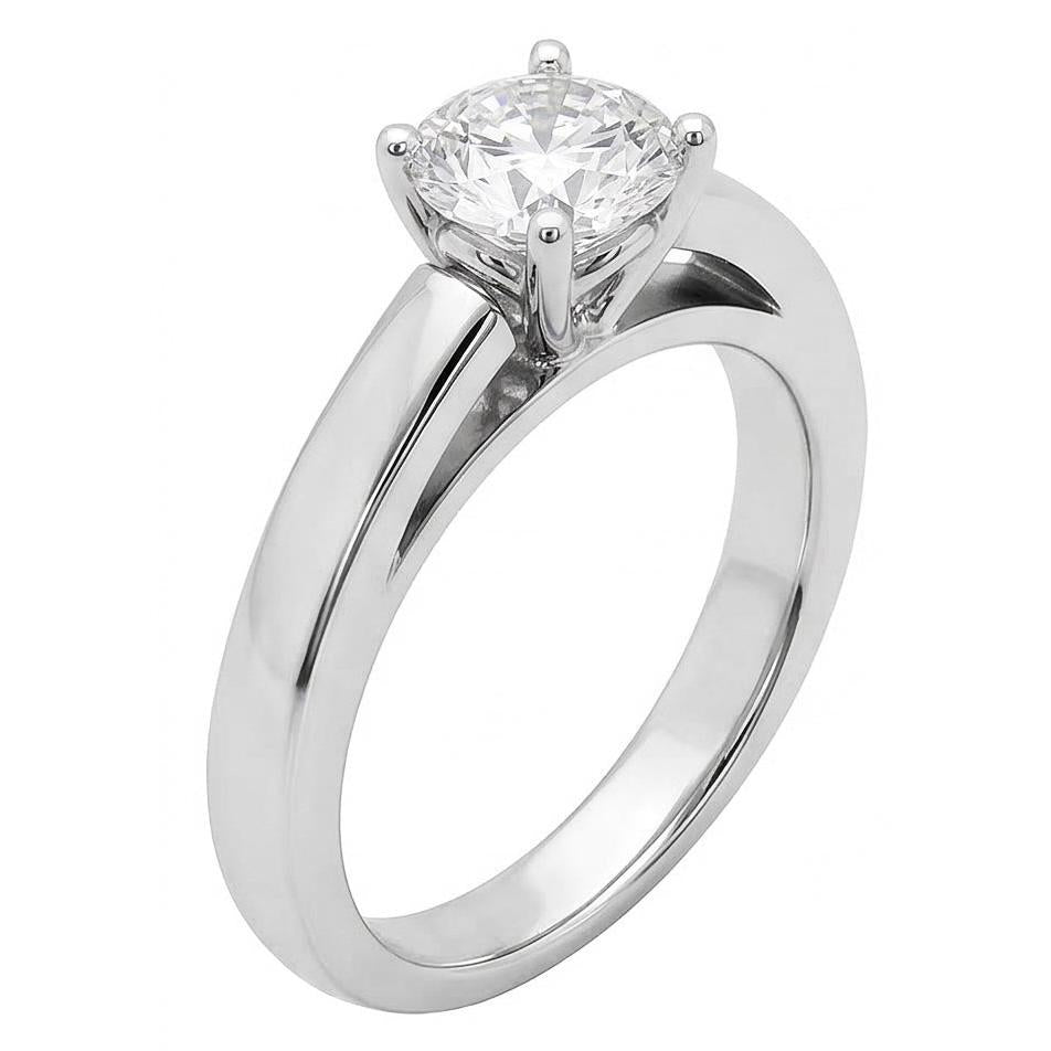 Natural Earth Mined Diamond ( Not Lab Grown )  Women Solitaire Engagement Ring 1.01 Ct. White Gold