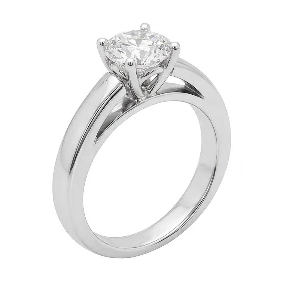 Natural Earth Mined Diamond ( Not Lab Grown )  Women Solitaire Engagement Ring 1.01 Ct. White Gold