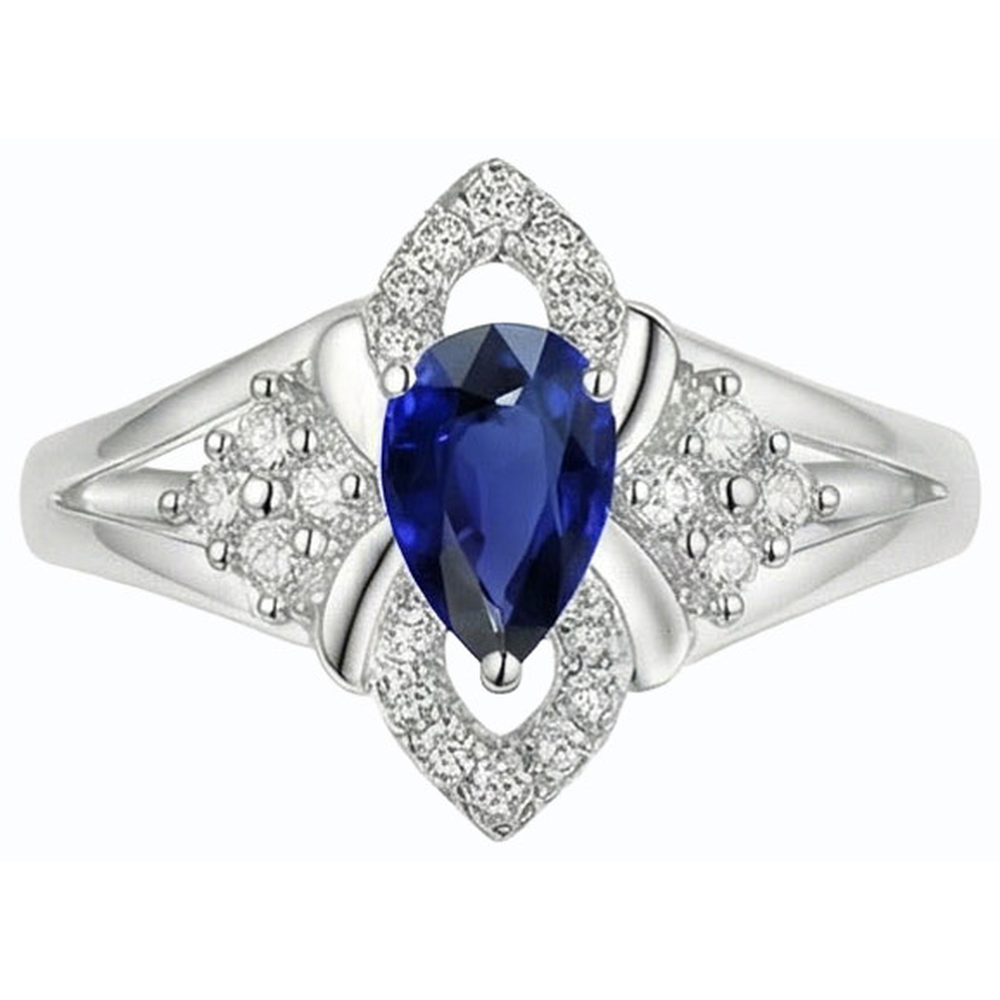 natural round sapphire 2.50ct ring on white background