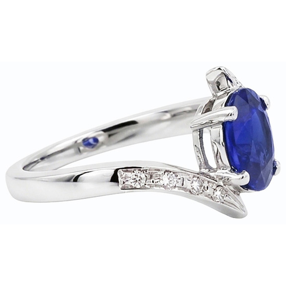 Natural Earth Mined Diamond ( Not Lab Grown ) and Sapphire Engagement Ring Oval Tension Style 2.50 Carats