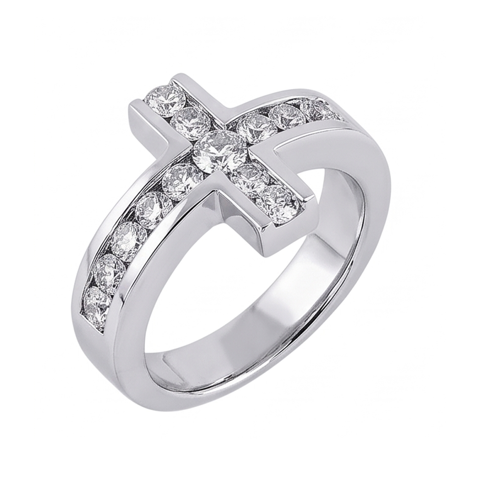 Natural Earth Mined Diamond ( Not Lab Grown ) s Cross Shape Engagement Fancy Ring 1.4 Ct. White Gold 14K