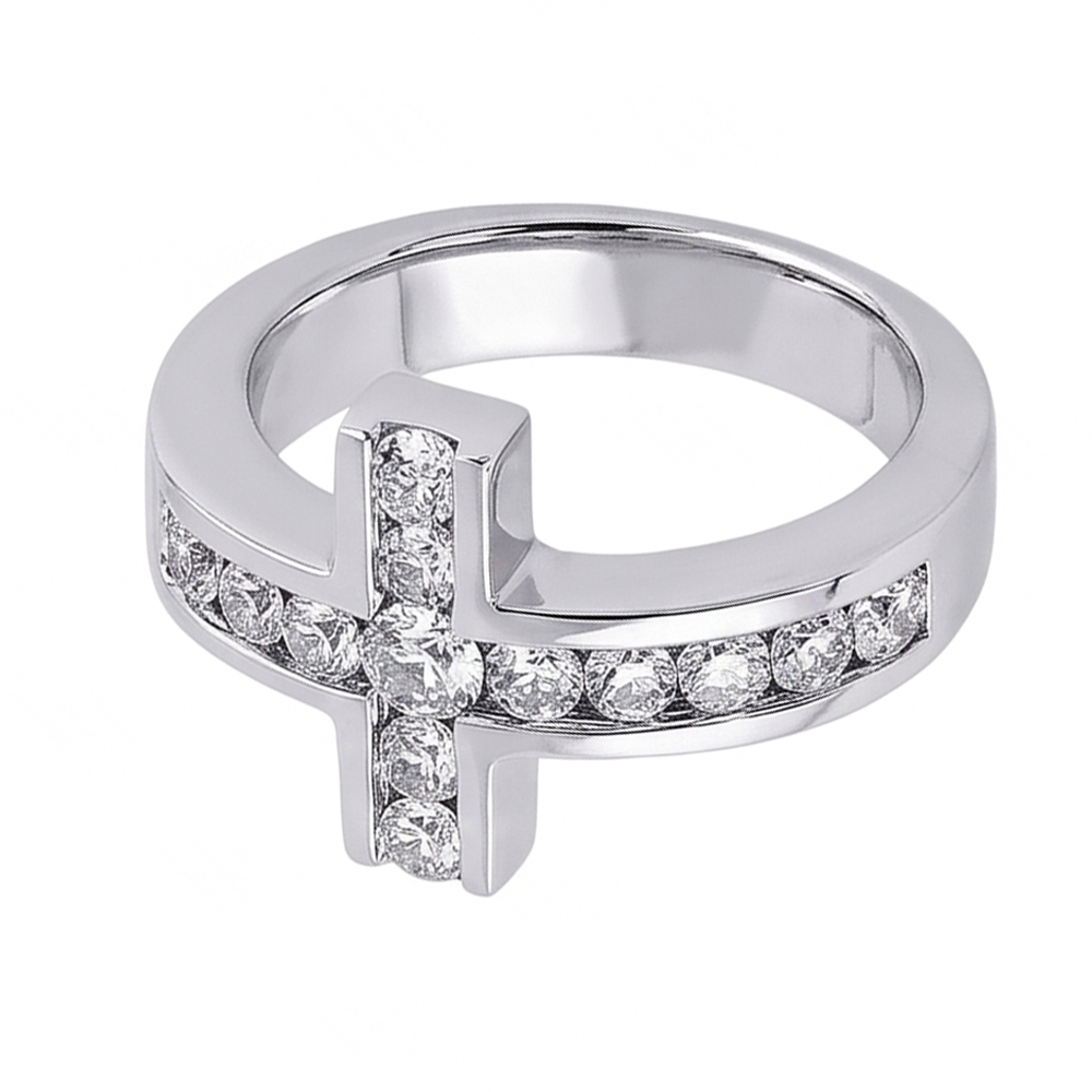Natural Earth Mined Diamond ( Not Lab Grown ) s Cross Shape Engagement Fancy Ring 1.4 Ct. White Gold 14K