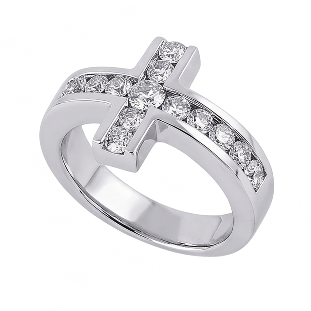 Natural Earth Mined Diamond ( Not Lab Grown ) s Cross Shape Engagement Fancy Ring 1.4 Ct. White Gold 14K