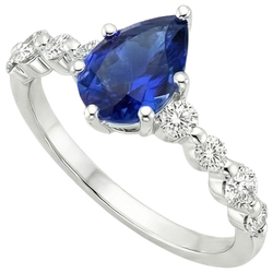 Natural Sapphire Ring 6.75ct - White Gold 14K