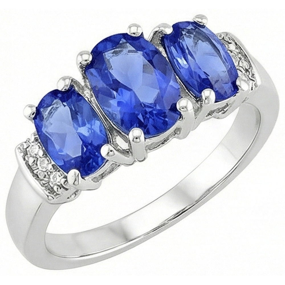 natural round sapphire 5.25ct ring front view