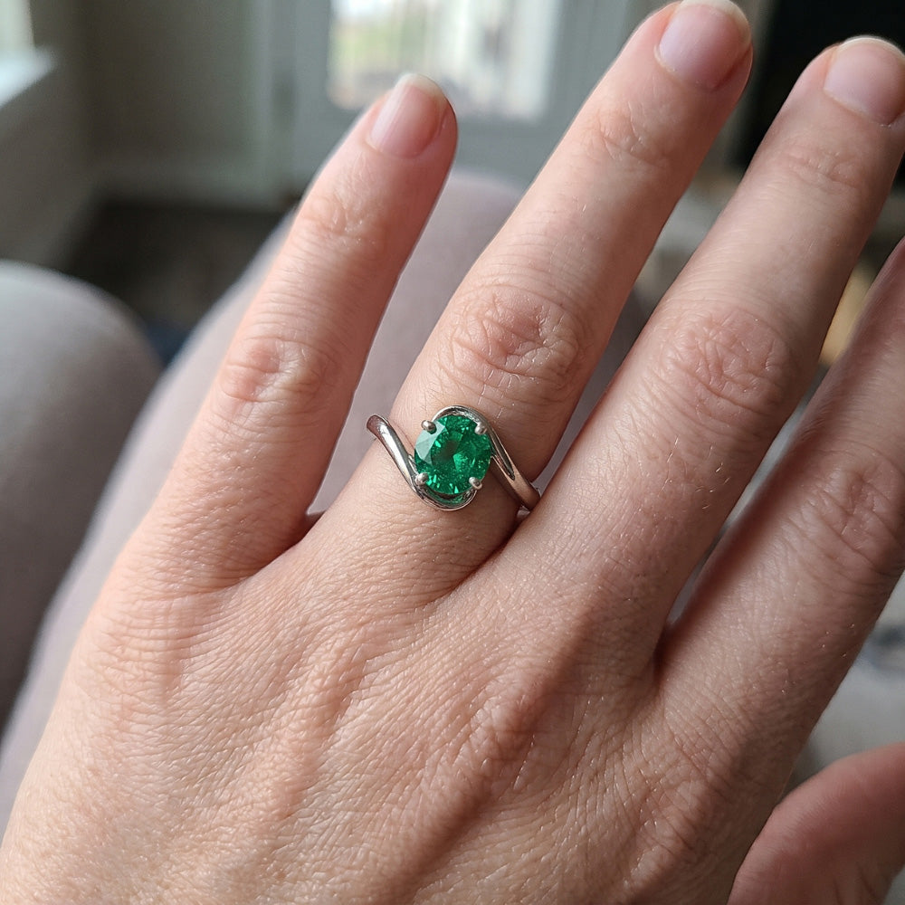 Natural Emerald Ring 1.50ct - White Gold 14K