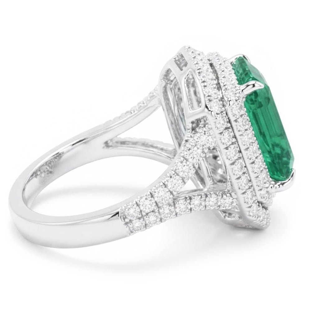 Natural Emerald Ring 11.75ct - White Gold 14K