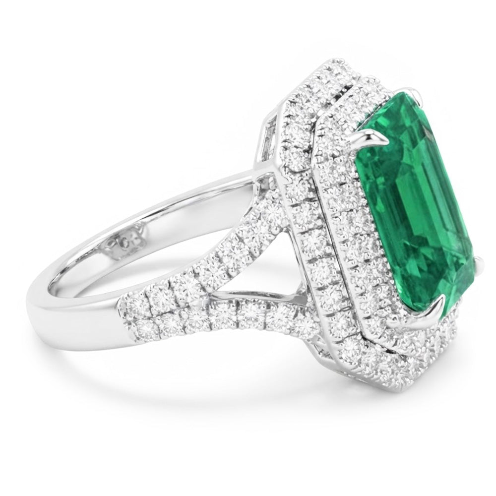 Natural Emerald Ring 11.75ct - White Gold 14K