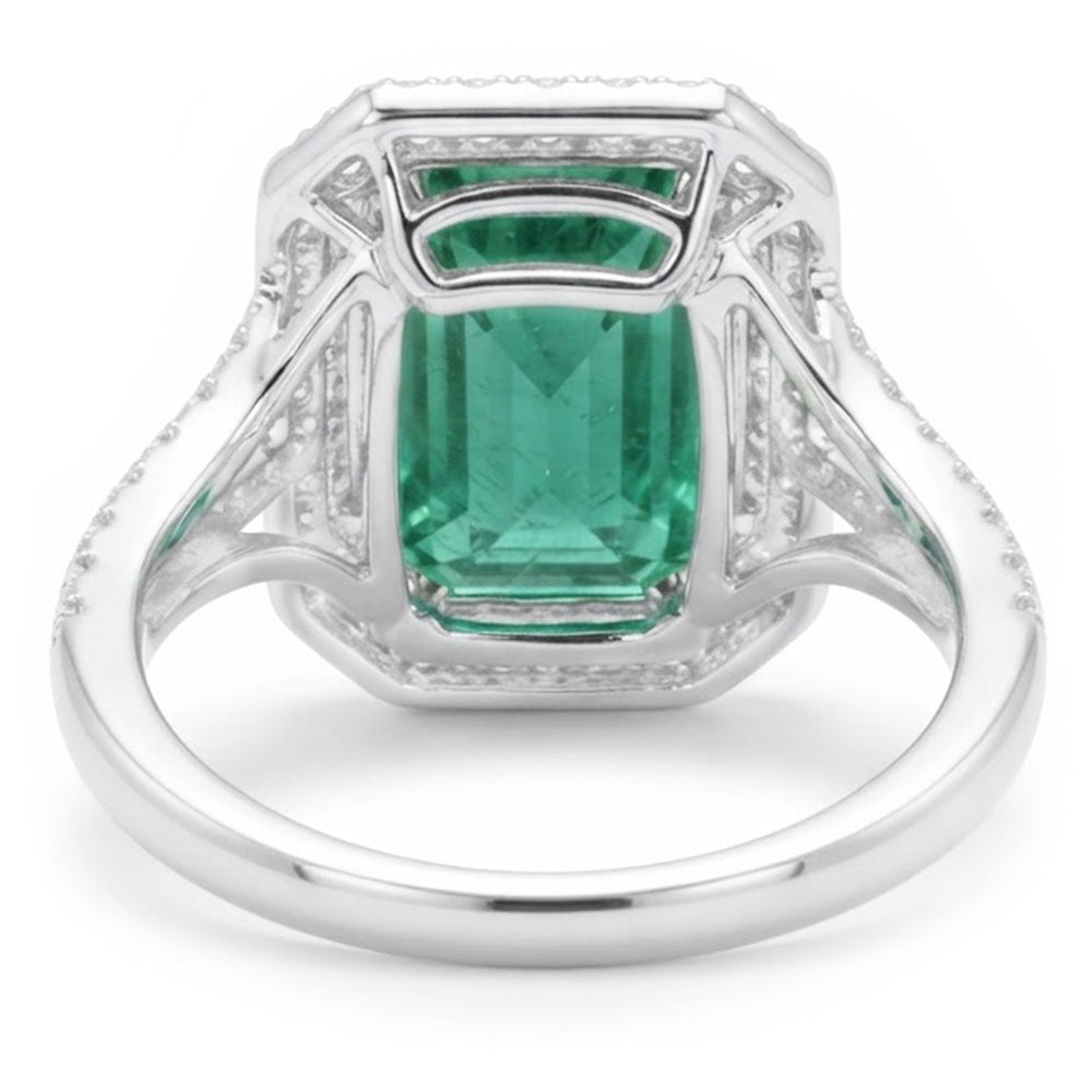 Natural Emerald Ring 11.75ct - White Gold 14K