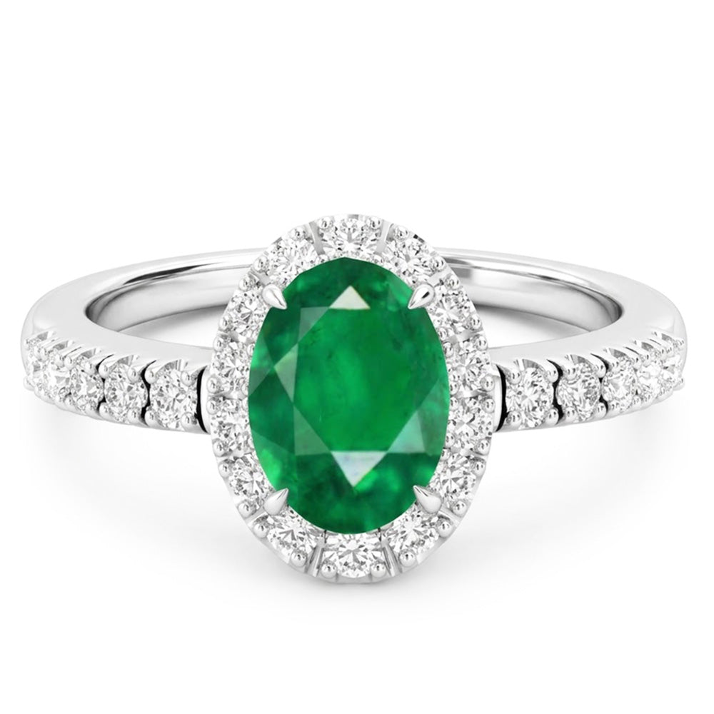 Natural Emerald Ring 3.65ct - White Gold 14K
