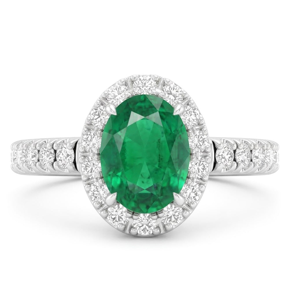 Natural Emerald Ring 3.65ct - White Gold 14K