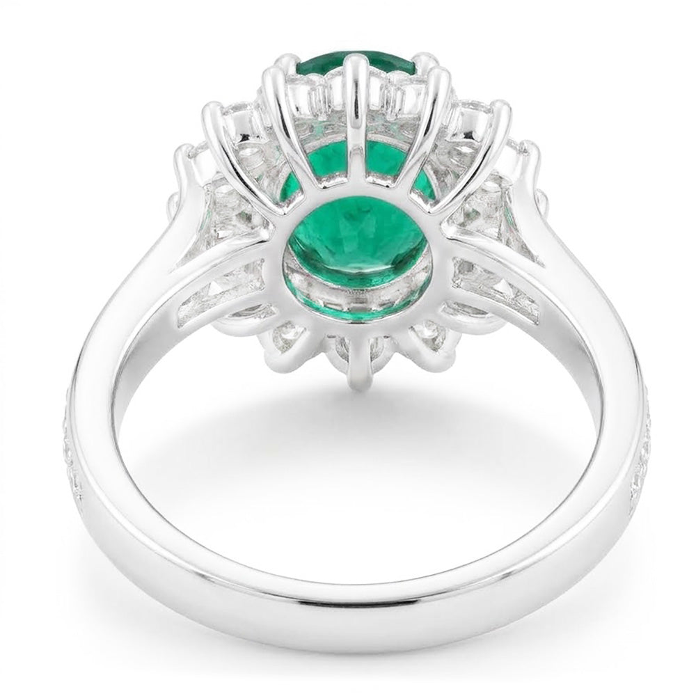Natural Emerald Ring 4.75ct - White Gold 14K