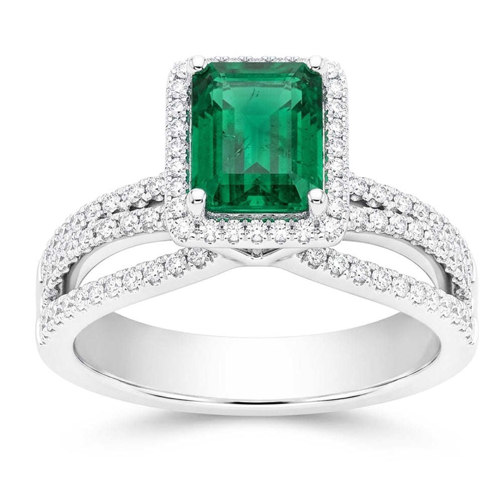 Natural Emerald Ring 8.50ct - White Gold 14K