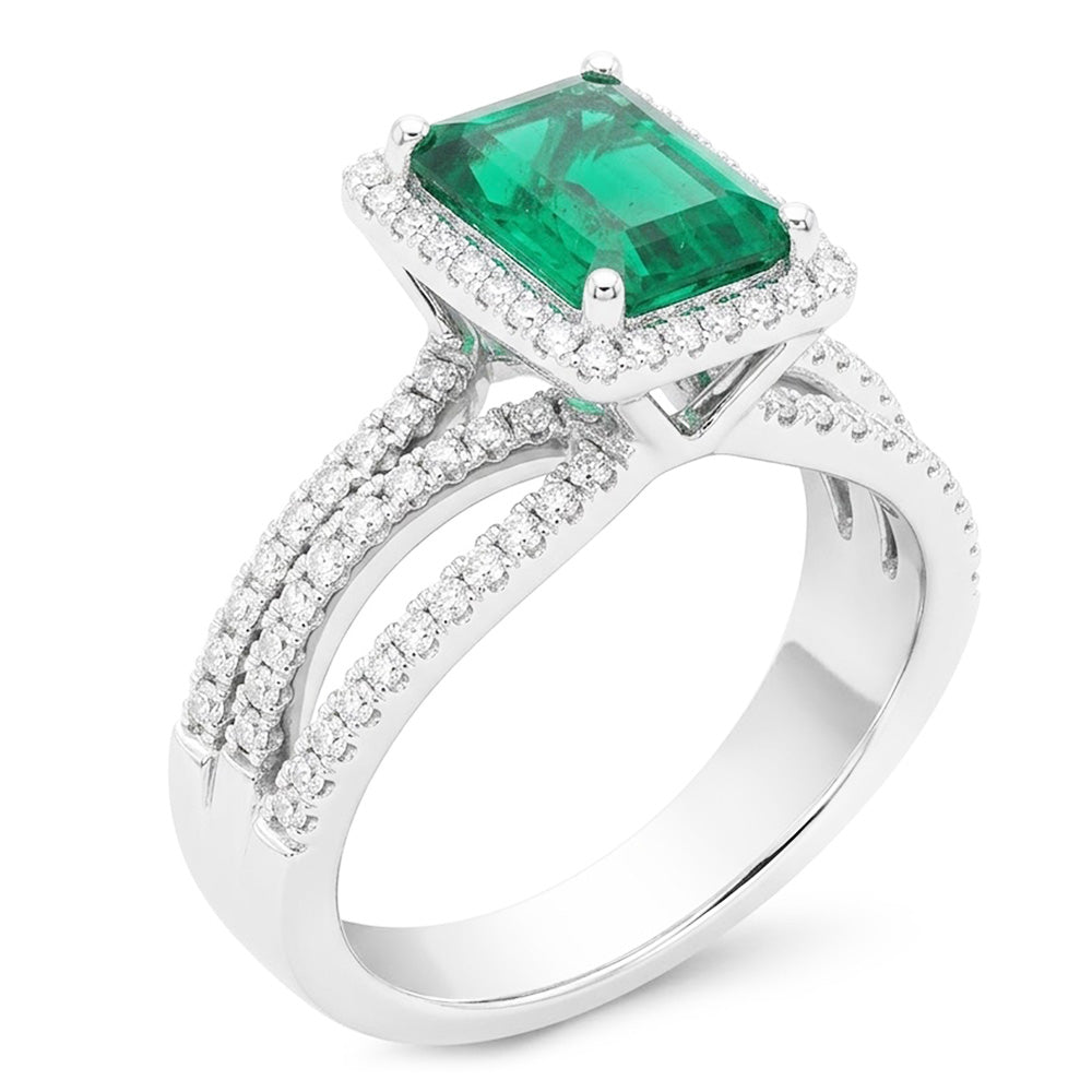 Natural Emerald Ring 8.50ct - White Gold 14K