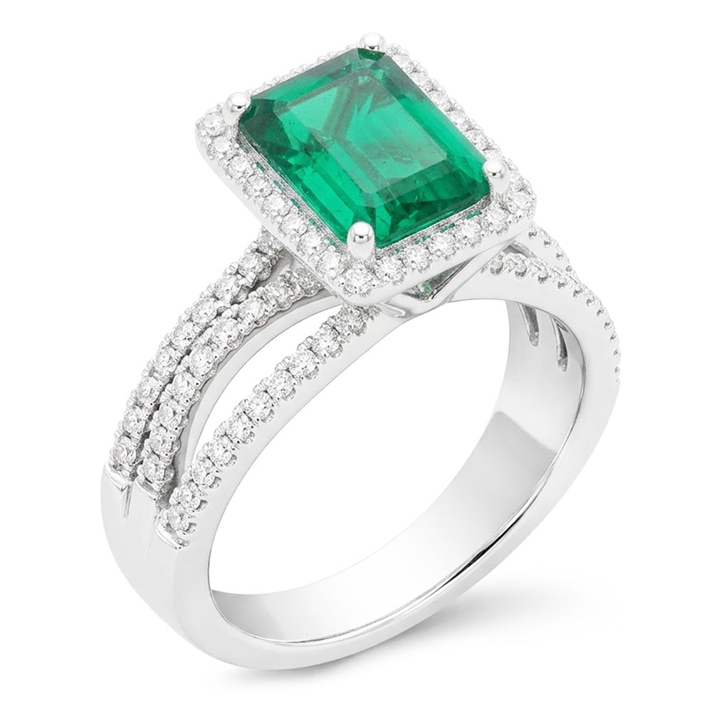 Natural Emerald Ring 8.50ct - White Gold 14K