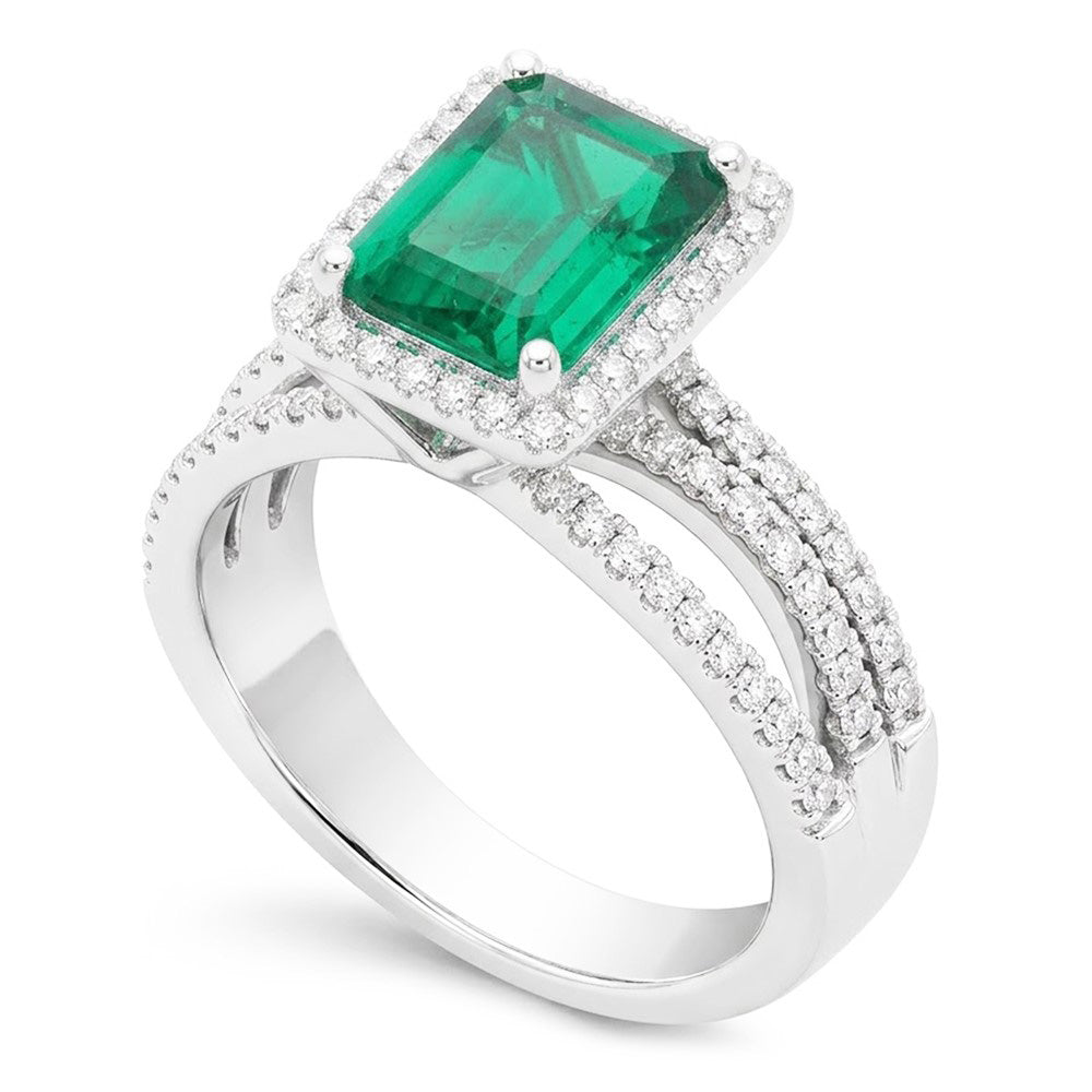 Natural Emerald Ring 8.50ct - White Gold 14K