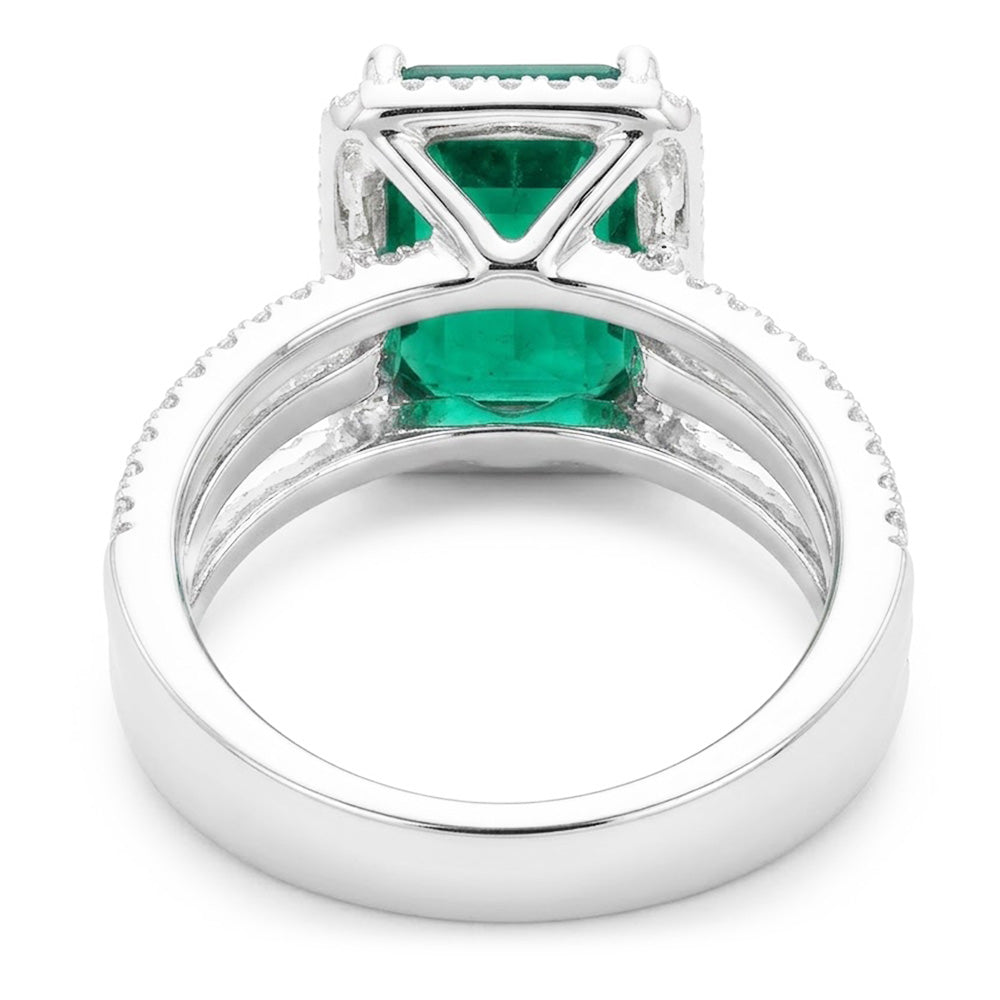 Natural Emerald Ring 8.50ct - White Gold 14K