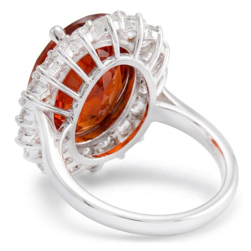Natural Garnet Ring 12.75ct - White Gold 14K