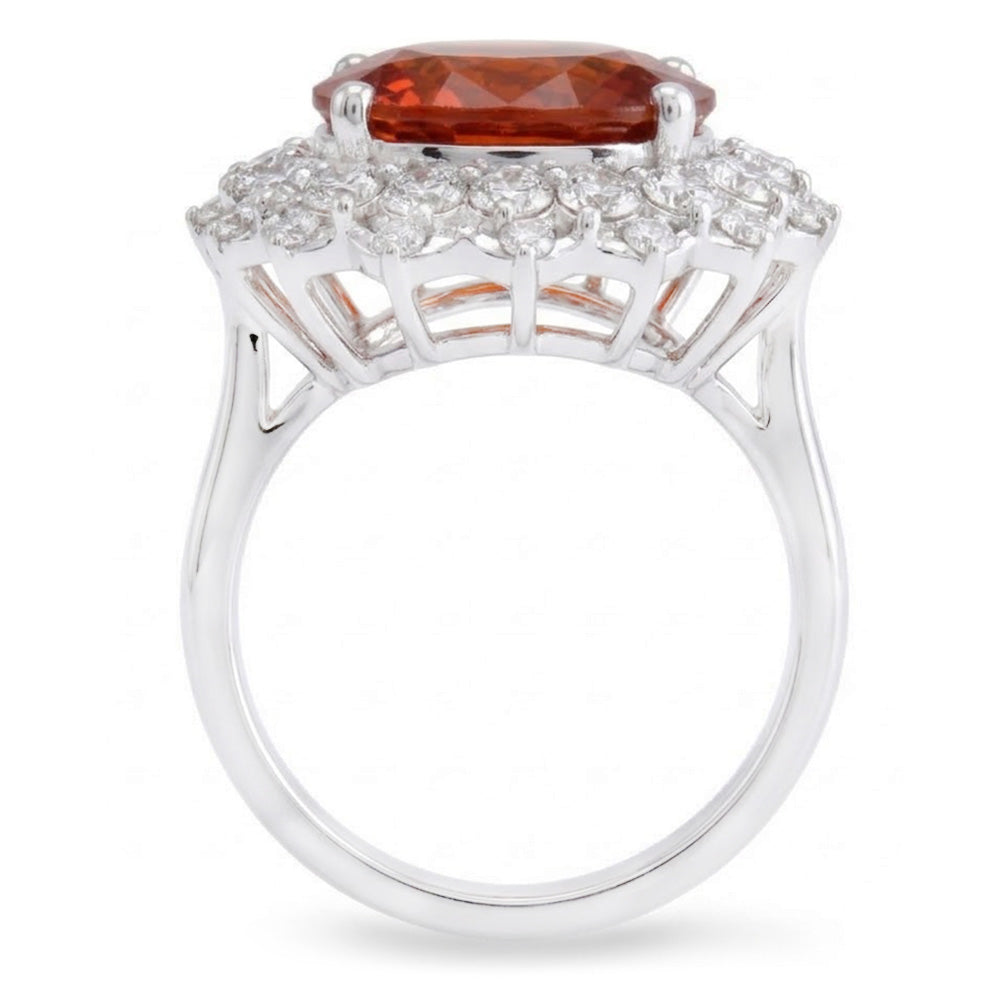 Natural Garnet Ring 12.75ct - White Gold 14K