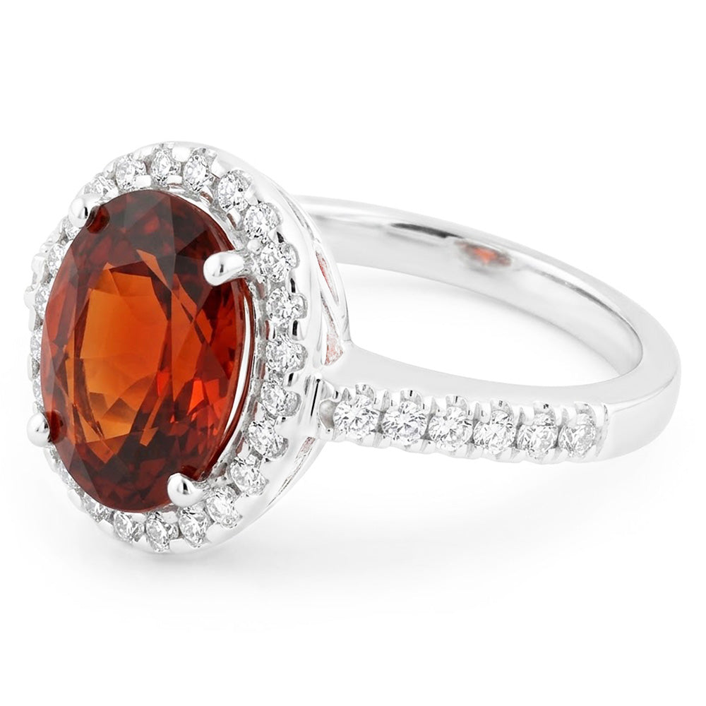 Natural Garnet Ring 13.25ct - White Gold 14K