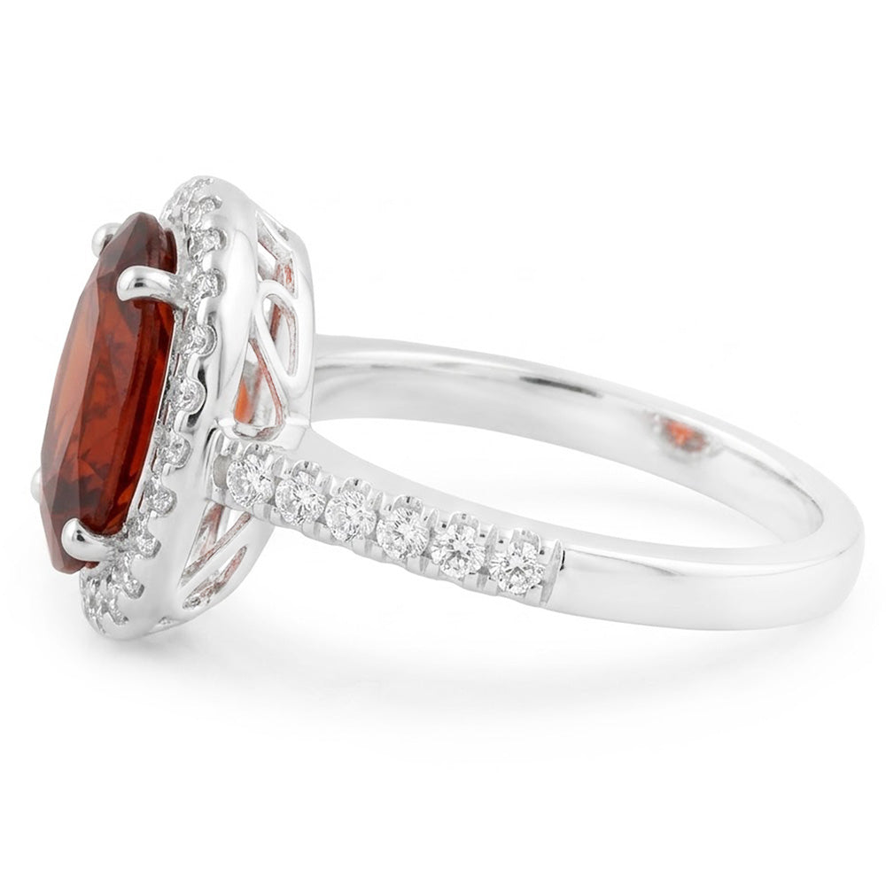 Natural Garnet Ring 13.25ct - White Gold 14K