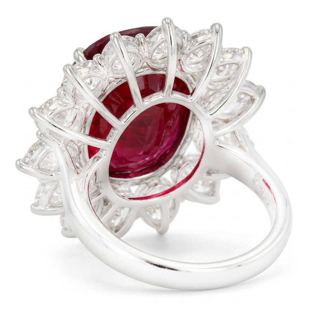 Natural Garnet Ring 13ct - White Gold 14K