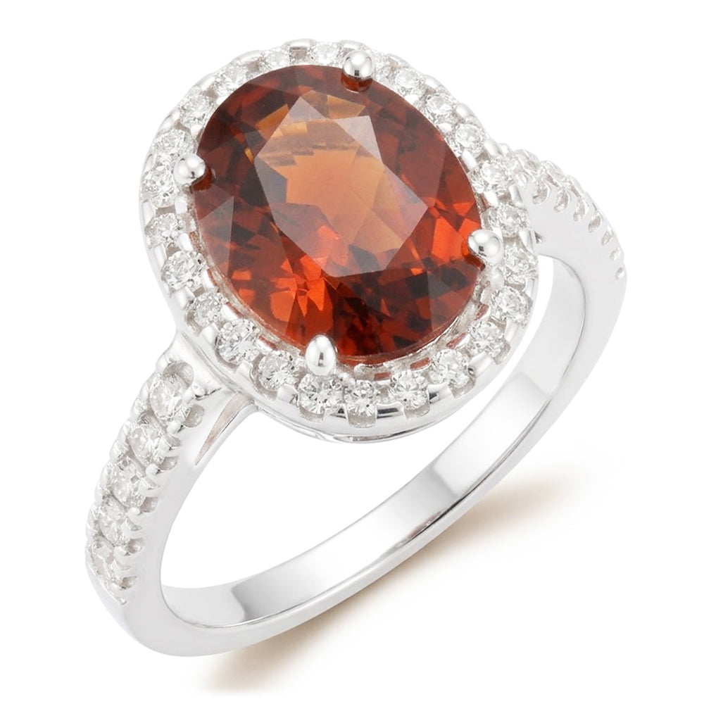 Natural Garnet Ring 13ct - White Gold 14K