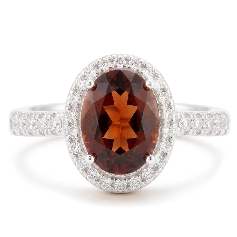 Natural Garnet Ring 13ct - White Gold 14K