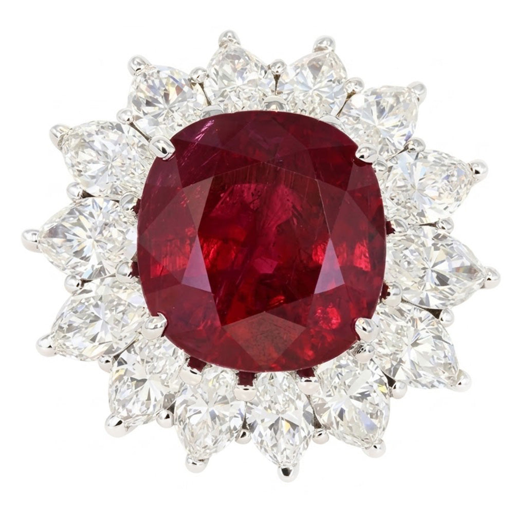 Natural Garnet Ring 13ct - White Gold 14K