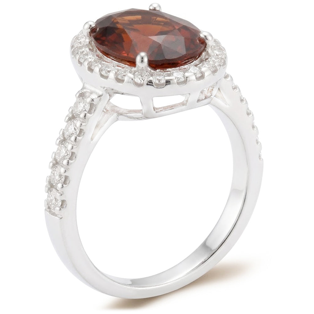 Natural Garnet Ring 13ct - White Gold 14K
