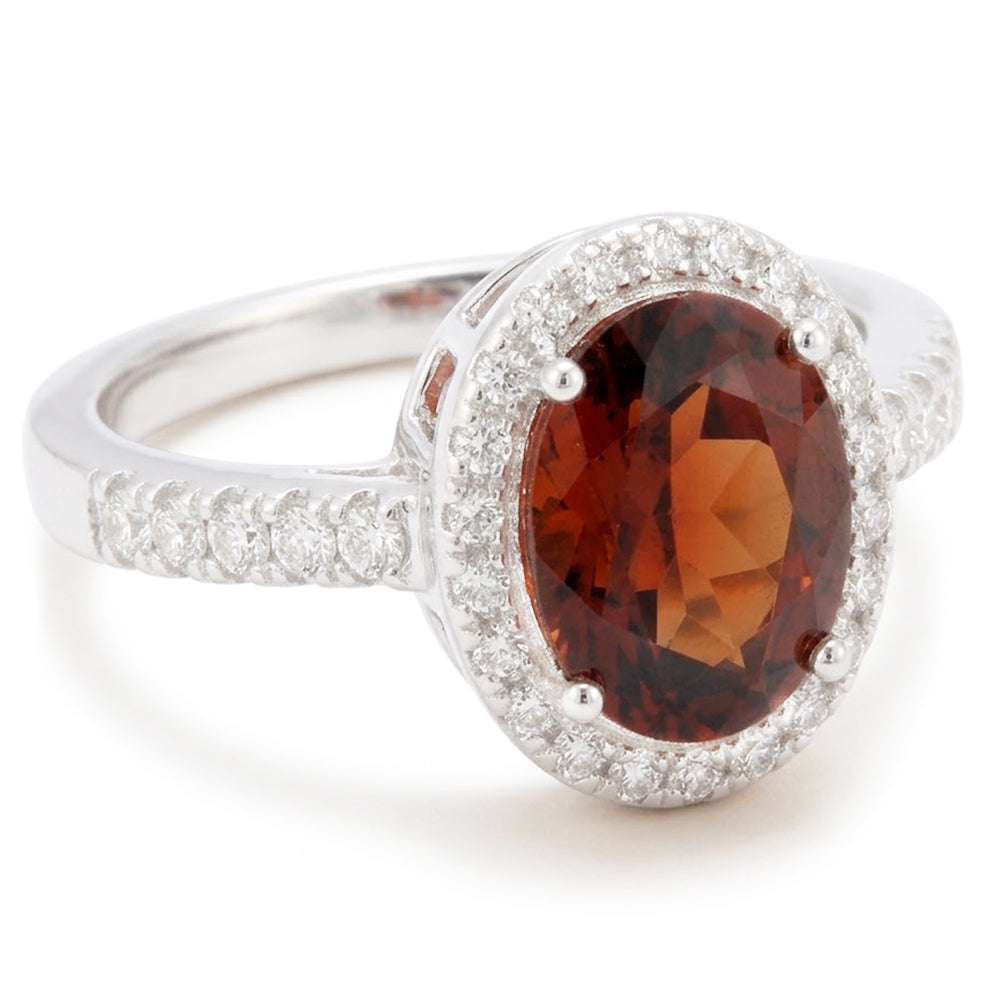 Natural Garnet Ring 13ct - White Gold 14K
