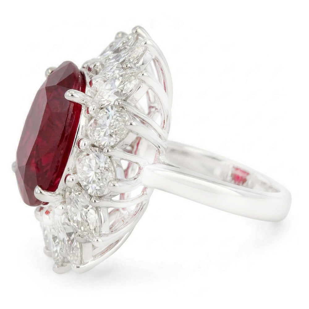 Natural Garnet Ring 13ct - White Gold 14K