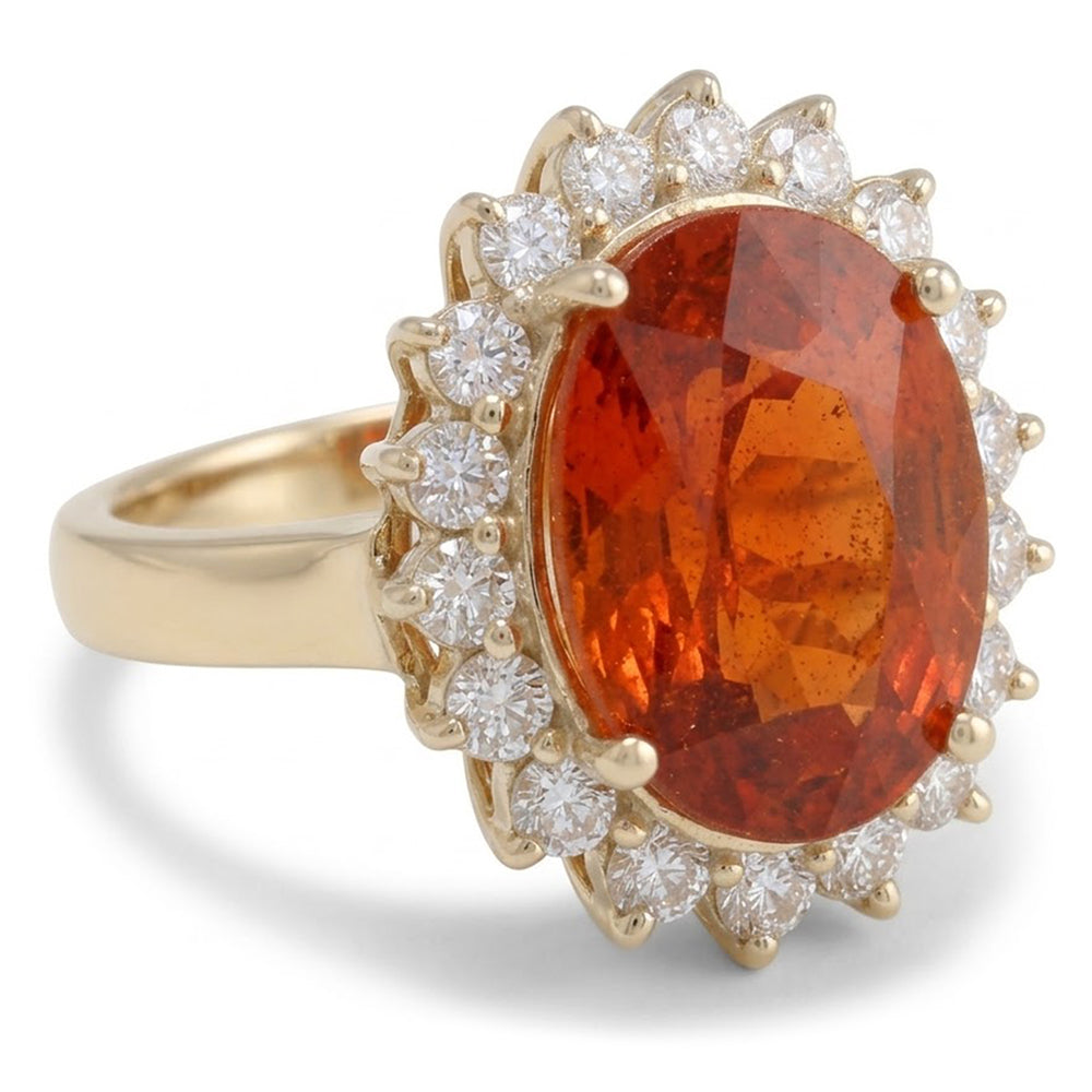 Natural Garnet Ring 14ct - Yellow Gold 14K
