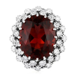 Natural Garnet Ring 21.75ct - White Gold 14K