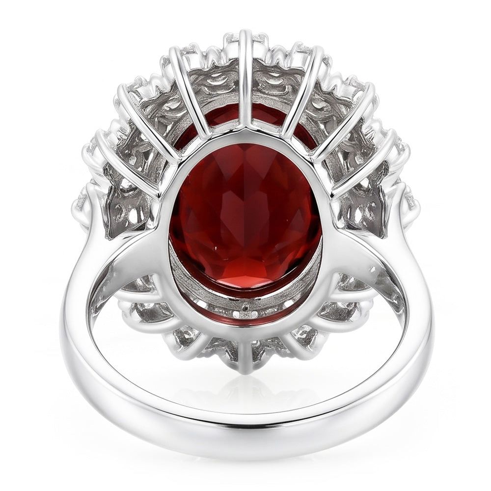 Natural Garnet Ring 21.75ct - White Gold 14K