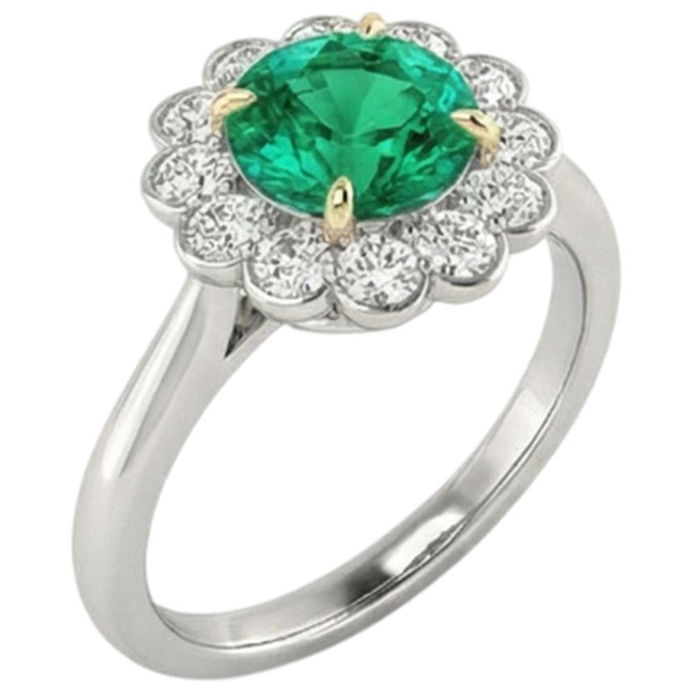 Emerald Gemstone Ring 2.50-ct 14K Two Tone Gold – angle view