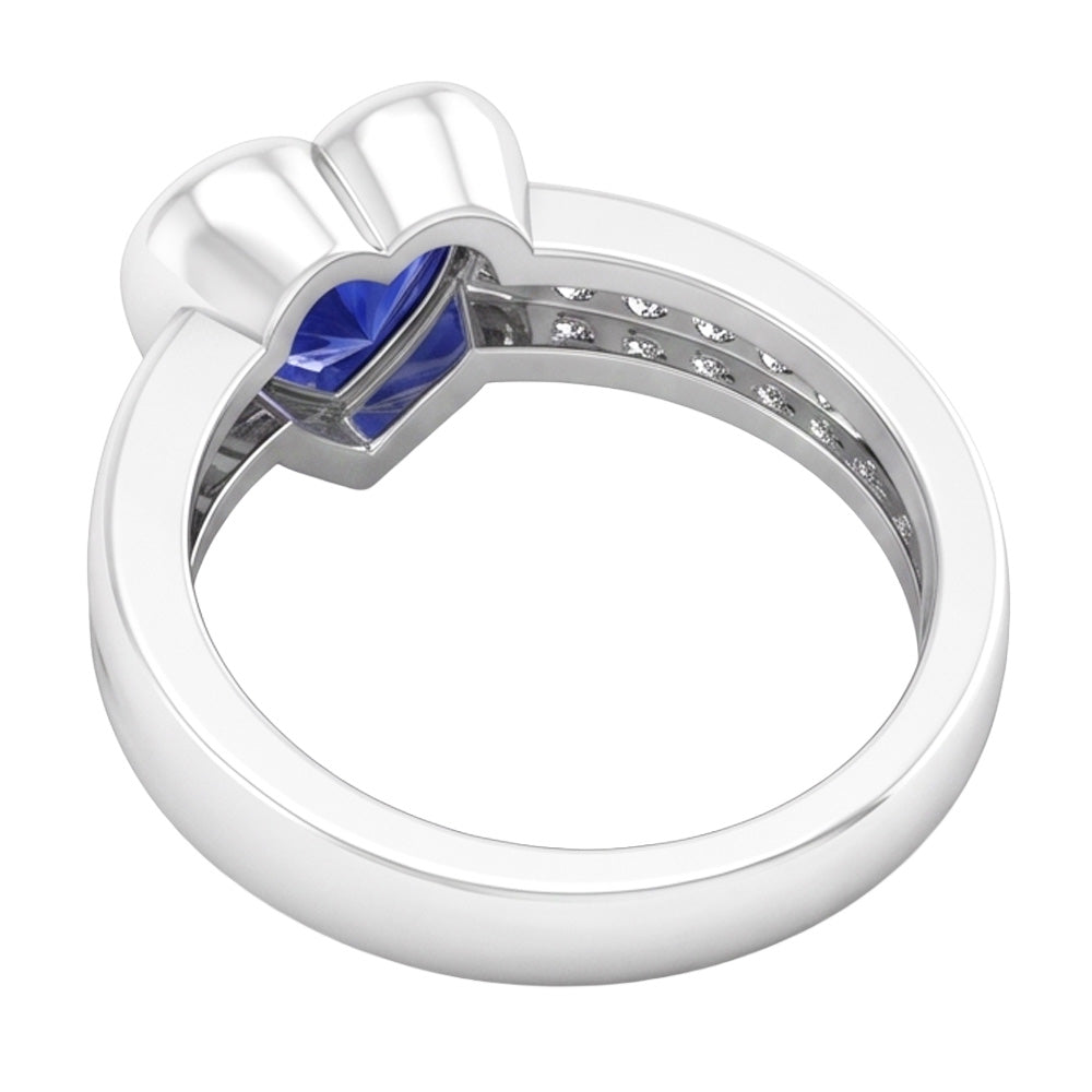 Natural Gemstone Ring Heart Bezel Set Ceylon Sapphire 2.25 Carats Jewelry