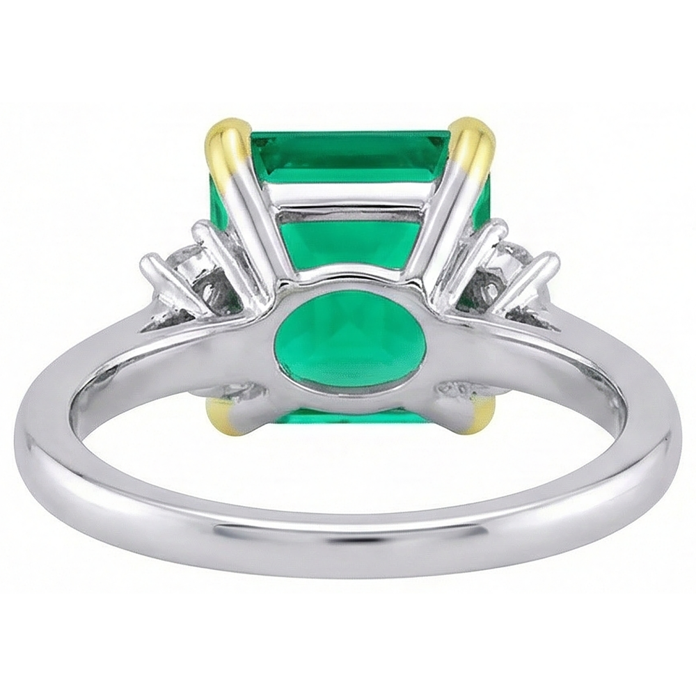 Asscher Fine Emerald ring in 14 Karat Two Tone Gold – top view