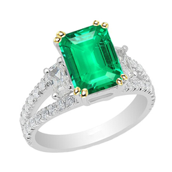 GIA Certified Emerald Gemstone Ring 2 ct – 14K Two Tone Gold